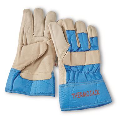 Swiss Municipal Surplus Insulated Leather Work Gloves, 2 Pairs, New