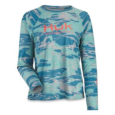 Huk Women's KC Pursuit Printed Long Sleeve Crew Shirt