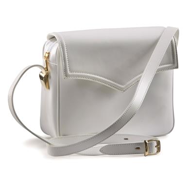 Italian Military Surplus White Leather Handbag, New