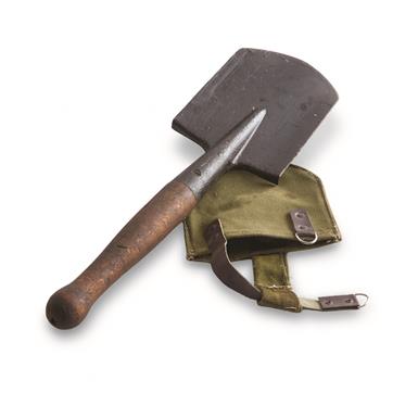 Romanian Military Surplus Straight Shovel with Canvas Cover, Used