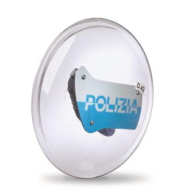 Italian Municipal Police Surplus Round Riot Shield with Carry Bag, Used