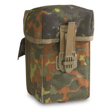 German Military Surplus Double Mag Pouch with Belt Adaptor and ALICE Clips, Like New
