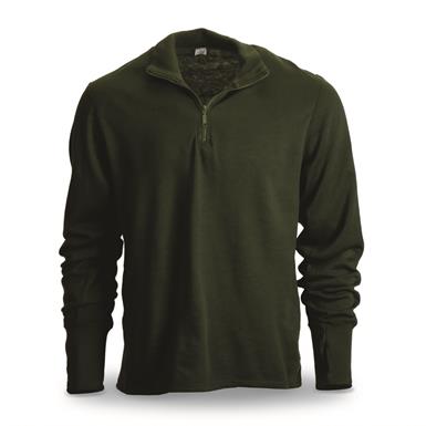 French Military Surplus Wool Blend Quarter Zip Sweater, New