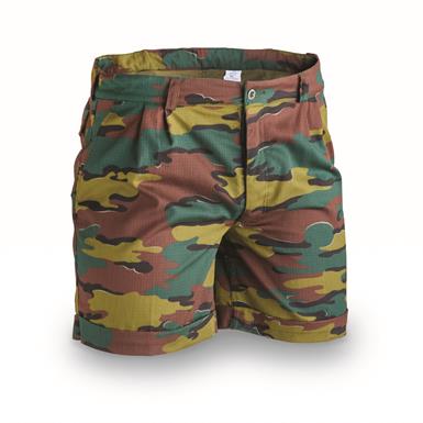 Belgian Military Surplus Cotton Camo BDU Shorts, New