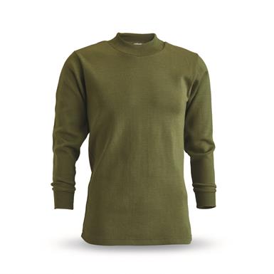 Belgian Military Surplus Wool Blend Crew Neck Long Sleeve Shirt, New
