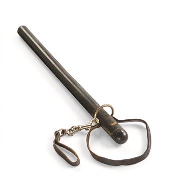 Belgian Military Surplus Rubber Baton with Leather Holder, Used
