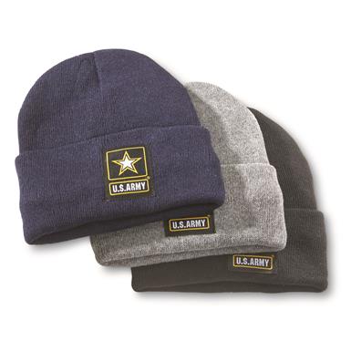 U.S. Army Star Sherpa Lined Winter Hats, 3 Pack, New