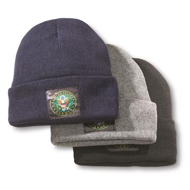 U.S. Army Eagle Sherpa Lined Winter Hats, 3 Pack, New