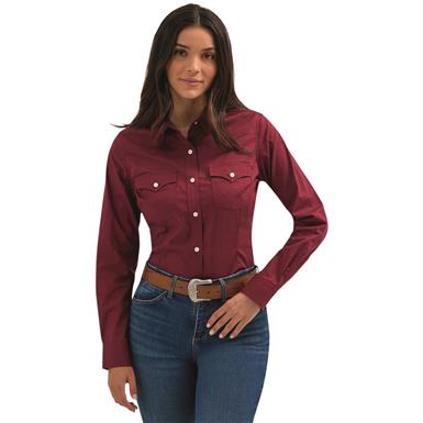 Wrangler Women's Western Fashion Long Sleeved Solid Top