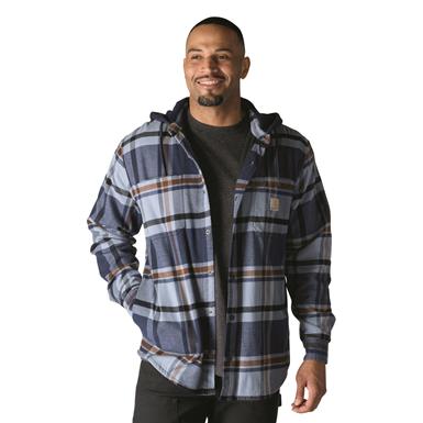 Carhartt Rugged Flex Relaxed Fit Flannel Fleece Lined Hooded Shirt Jacket