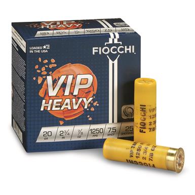 Fiocchi VIP Heavy Target Loads, 20 Gauge, 2 3/4", 7/8 oz., 25 Rounds