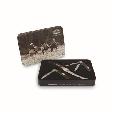 Old Timer Fixed Blade and 2-Piece Folding Knife 3-Piece Set