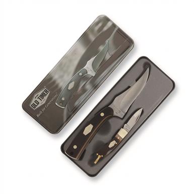 Old Timer Sharpfinger Fixed Blade and Lockback Folding Knife 2-Piece Set