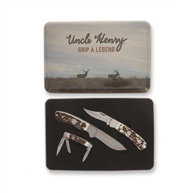 Uncle Henry Fixed Blade and Folding Knife 3-Piece Set