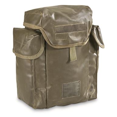 French Military Surplus 3.5L Rubber Gas Mask Bags, 2 Pack, Used