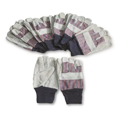U.S. Municipal Surplus Suede Work Gloves, 6 Pairs, New