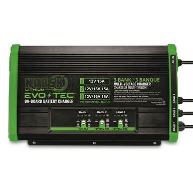 Norsk EVO-TEC 12V + 12V/16V + 12V/16V 15A - 3-Bank On-Board Lithium Charger