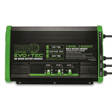 Norsk EVO-TEC 12V + 12V/16V + 24V - 3-Bank On-Board Lithium Charger