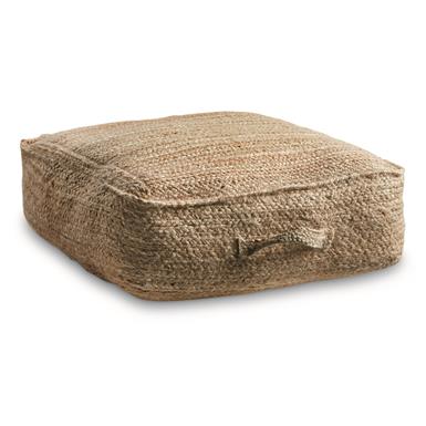 Swiss Municipal Surplus Jute Seat Cushion with Handle, New