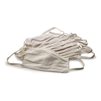 French Military Surplus Cotton Face Mask, 10 Pack, New
