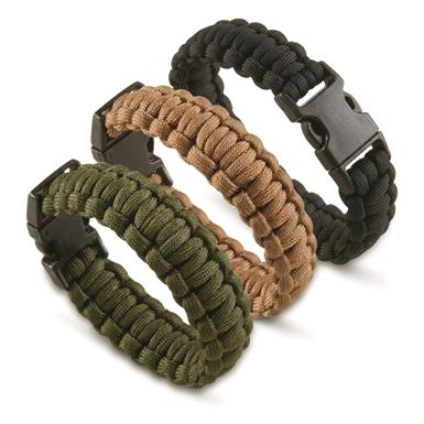 Italian Military Style Combat Cord Bracelets, 3 Pack, New