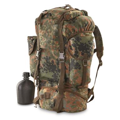 German Military Surplus XL 35L Flecktarn Rucksack, Like New