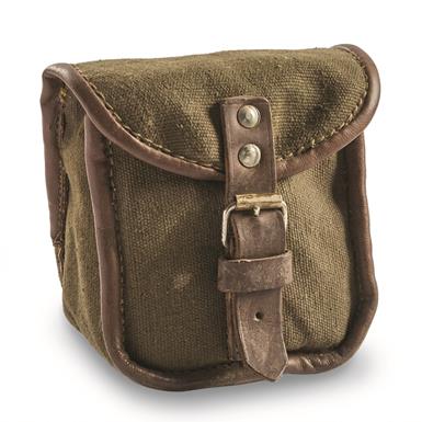 Romanian Military Surplus Canvas/Leather Ammo Pouches, 3 Pack, Used