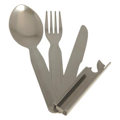 Mil-Tec 3-Piece Stainless Steel Chow Utensil Set, New