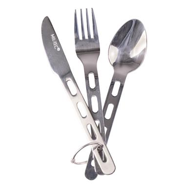 Mil-Tec 3-Piece Stainless Steel Lightweight Eating Utensil Set, New