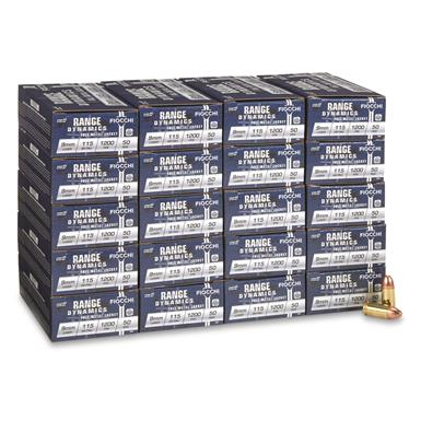 Fiocchi Pistol Shooting Dynamics, 9mm, FMJ, 115 Grain, 1000 Rounds