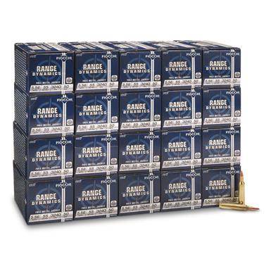 Fiocchi Range Dynamics, 5.56 NATO/.223 Rem., FMJ-BT, 55 Grain, 1000 Rounds