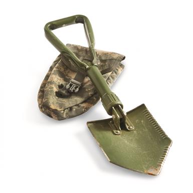 German Military Surplus Folding Shovel with Nylon Cover, Used