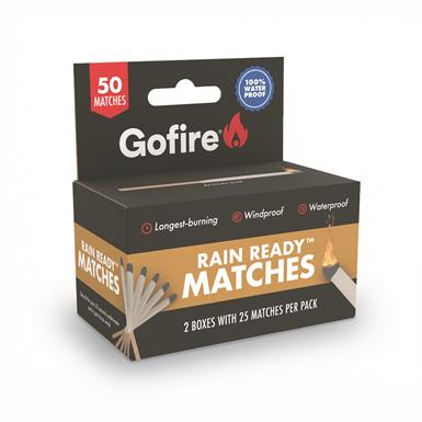 Gofire Rain Ready Matches, Windproof And Waterproof Survival Matches, 2 packs of 25 (50 Total)