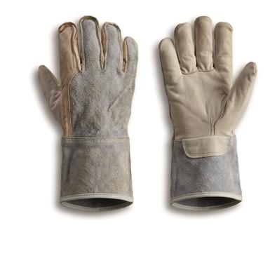 U.S. Military Surplus Leather Gauntlet Work Gloves, Like New