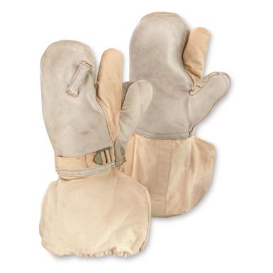 British Military Surplus Canvas and Leather Trigger Mitts, 4 Pack, New