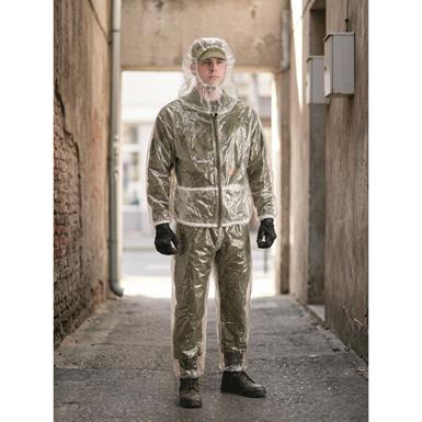 Israeli Military Surplus 2 Piece Waterproof Clear Chemical Suit, New