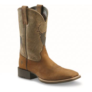 Ariat Men's Sport Buck Wide Square Toe Cowboy Boots