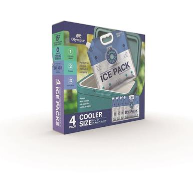 Olympia Snap Freeze Cooler Size Ice Packs, 4 Pack