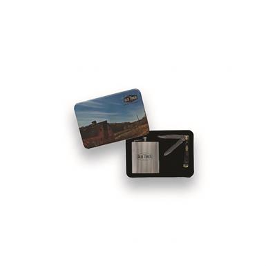 Old Timer 2-Blade Folding Knife and Flask Combo