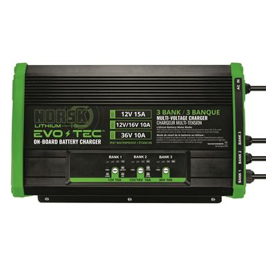 Norsk Evo-Tec 12V + 12V/16V + 36V – 3 Bank Selectable On-Board Charger