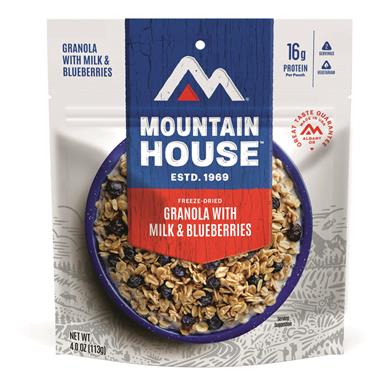 Mountain House Granola with Milk and Blueberries