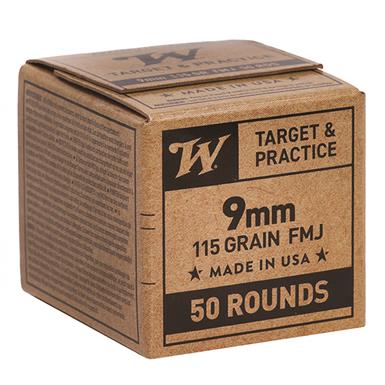 Winchester USA White Box, 9mm Luger, FMJ, 115 Grain, 50 Rounds