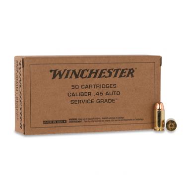 Winchester USA Service Grade, .45 ACP, FMJ, 230 Grain, 50 Rounds