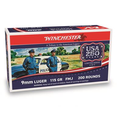 Winchester USA 250th Anniversary Edition, 9mm Luger, FMJ, 115 Grain, 1000 Rounds