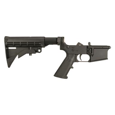 One Horse AR15 Complete Lower Receiver, Forged 7075-T6, Mil-Spec, M4 Adjustable Stock