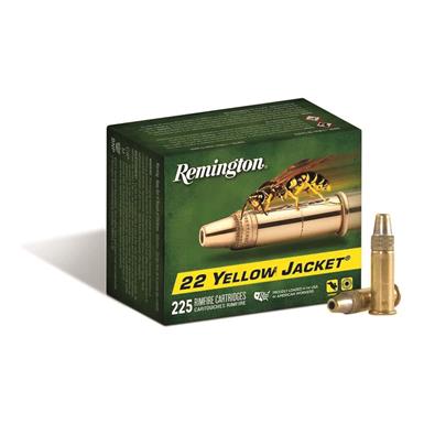 Remington 22 Yellow Jacket Rimfire Ammo, .22 LR, Plated Truncated Cone Hollow Point, 33 Grain, 225 Rounds