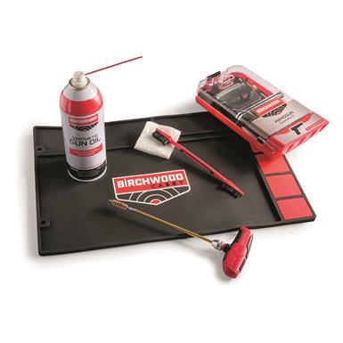 Birchwood Casey 16-Piece Universal Pistol Cleaning Kit with Mat