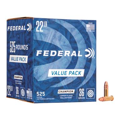 Federal Champion, .22LR, HP, 36 Grain, 525 Rounds
