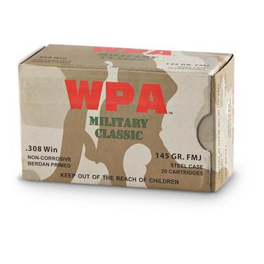Wolf WPA Military Classic, .308 Winchester, FMJ, 145 Grain, 500 Rounds