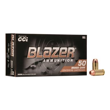 CCI Blazer Brass, .40 S&W, 180 Grain, FMJ-FN, 50 Rounds